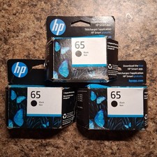 Lot of 3 HP 65 Black Ink Cartridge Exp. 2024/25 New Sealed Original Genuine