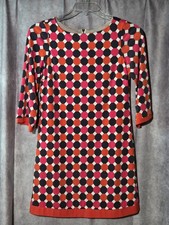 Eliza J Size 4 Multicolor 3/4 Sleeve Zip Sheath Dress Bright Summer Career Lined