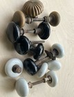 Lot Of Antique Brass Victorian Porcelain And Ceramic Doorknobs And Hardware — photo 1