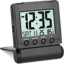 Small Folding Digital Travel Alarm Clock with Day/Month/Date/Indoor