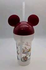New Disney Parks WDW  Disneyland Sipper Cup with Red Lid  Straw