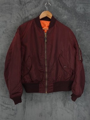 Vintage Alpha Jacke Herren Large Rot MA1 j82790J Flight Bomber 80s Mod Made USA