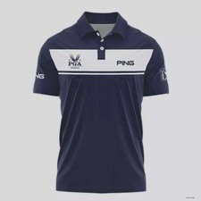 Ping 2024 PGA Championship Golf Polo Shirt Sports Dark Blue White Hot S-5XL