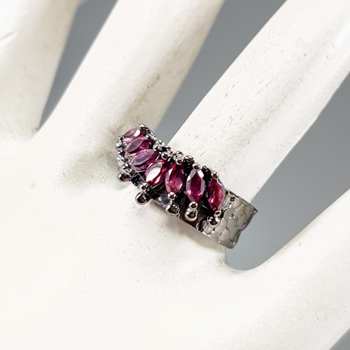 Vintage Natural Rhodolite Ring 925 Sterling Silver Size 9 /B-R4063 - Picture 2 of 5