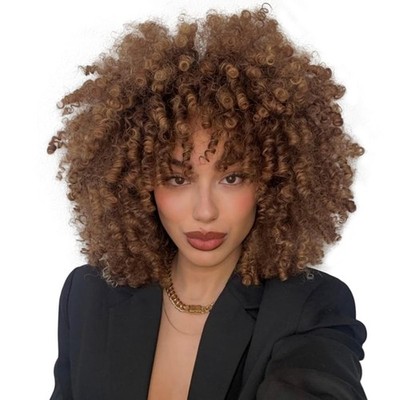 Afro Perücke für Schwarze Frauen 25,4 cm Weiche Lockige Afro Perücken mit Pon...
