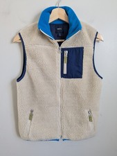 GAP Kids Boys Sherpa Vest Teddy Fleece Beige Blue Pockets XL 12 Hiking Outdoor