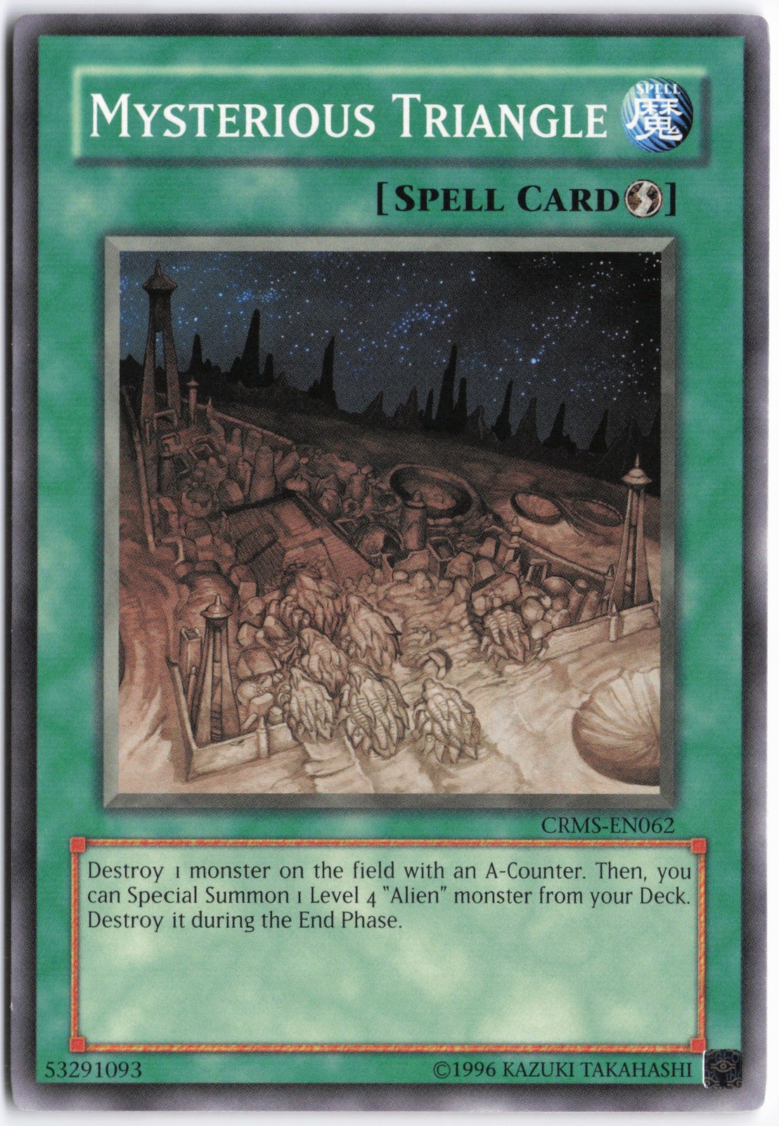 Mysterious Triangle CRMS-EN062 YuGiOh Crimson Crisis trading card — raw and PSA graded price guide