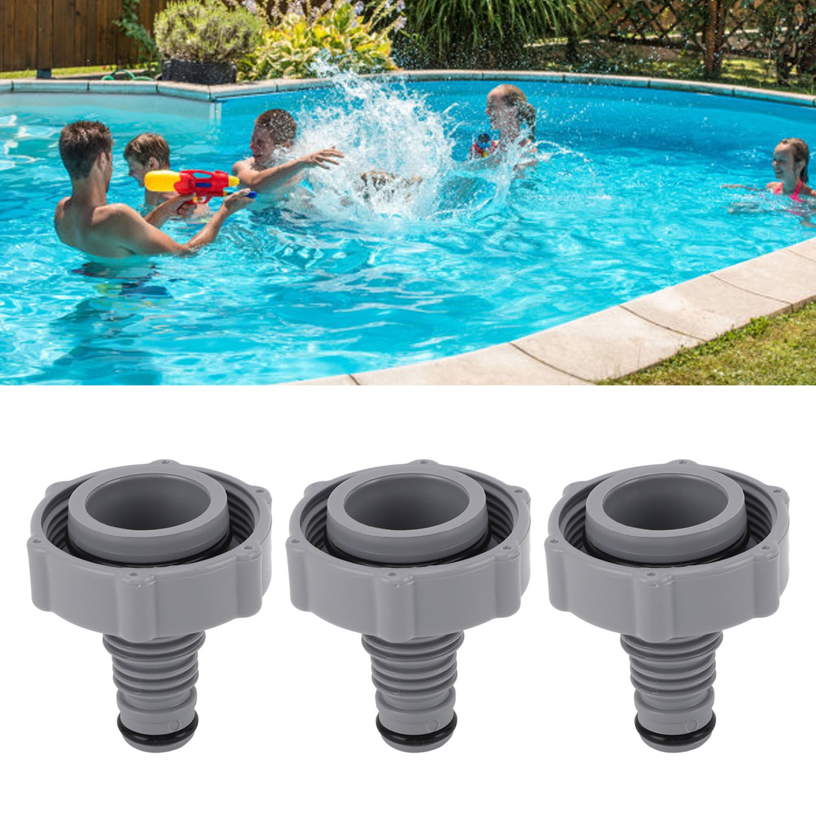 3pcs P6H1419 Drain Valve Drainage Adapter Pool Hose Adapter Drain Valve Plug