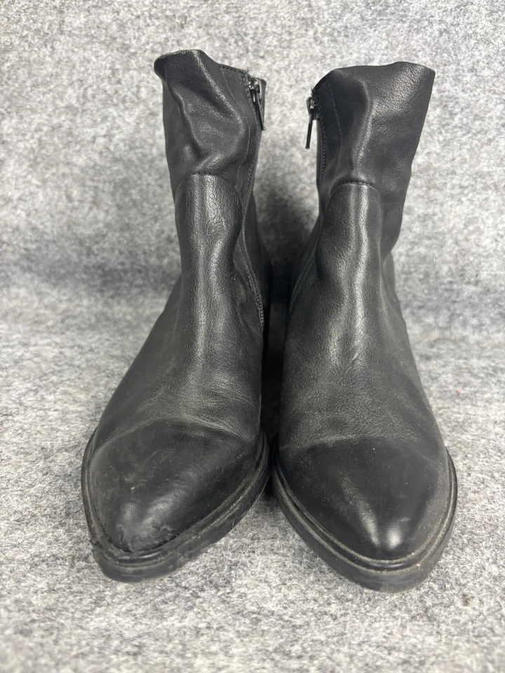 Женские сапоги Paul Green размер UK 3,5 черные кожаные на лодыжке сбоку на молнии с заостренным носком - Изображение 2 из 4