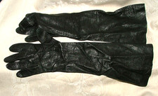 Vintage Filene's 1950s-60s GLOVES 14" Black KID LEATHER Giselle France Size 6.5