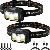 2 StüCk Stirnlampe LED Wiederaufladbar,Kopflampe Sensor Schwarz