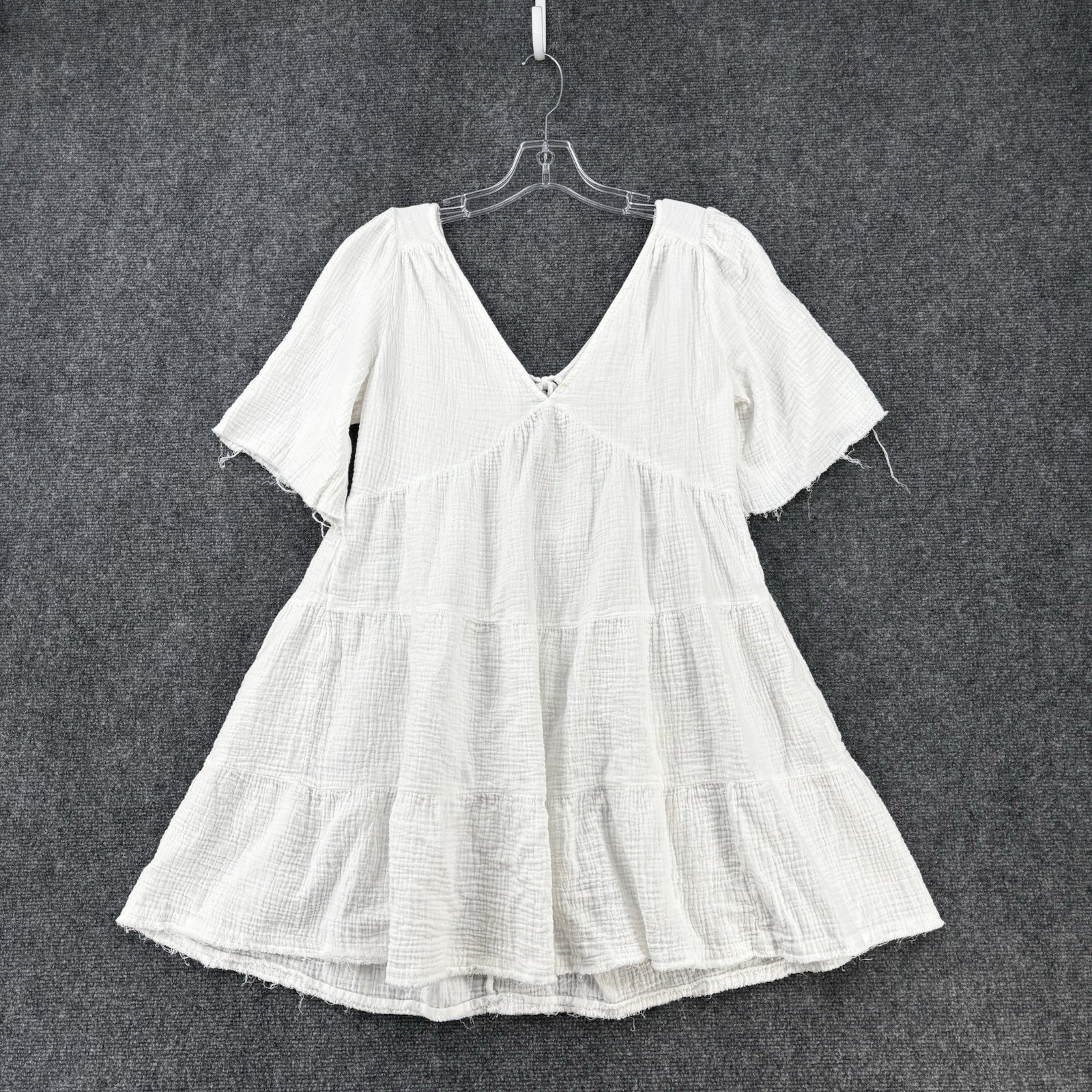 Aerie Pool To Party White Gauzy V Neck Dress Women’s Medium Beachy Resortwear