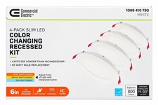 Commercial Electric 6 In. Led Slim 3 Cct Canless Recessed Light Kit White 4 Pack