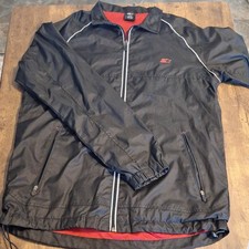 Starter Black/Red Full Zip Windbreaker Jacket w/ Pockets Stand-Up Collar Small