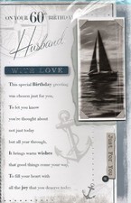 Husband 60th Birthday Card Large Traditional Sailing Boat Lovely Verse 9"x6"