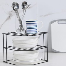 3Tier Corner Plate Rack Multifunction Kitchen Cupboard Organiser Storage Stacker