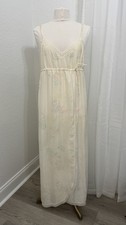 Vintage Givenchy Intimates SILK Full Length Slit Nightgown Lace Trim Size L -NEW
