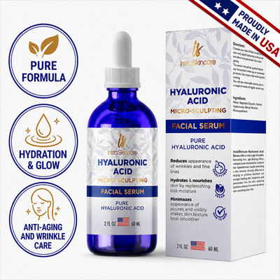 Hyaluronic Acid Serum for Face Anti-aging Wrinkles 100% Pure Medical Formula 2oz