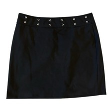 Y2K Ralph Lauren Mini Skirt Womens 8 Black Grommets Punk Goth Preppy Steampunk