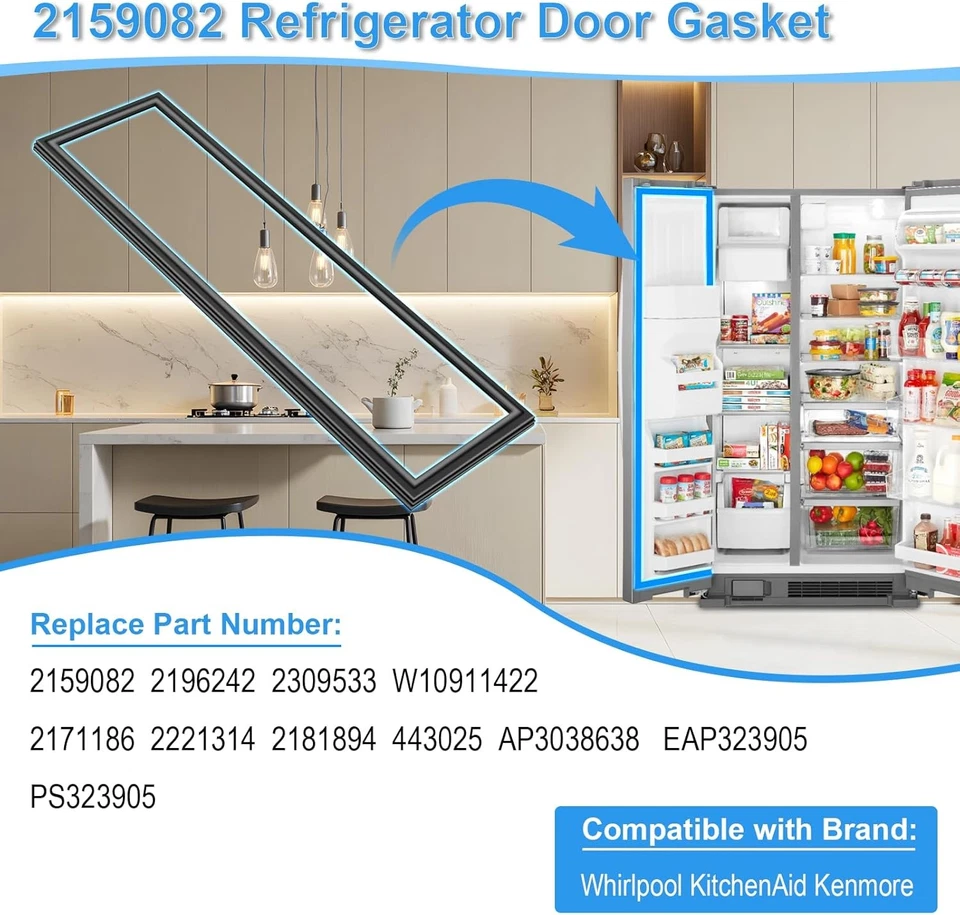 Nueva junta de puerta de congelador 2159082 para refrigerador KitchenAid 2171186 2181894 Foto 4 de 4