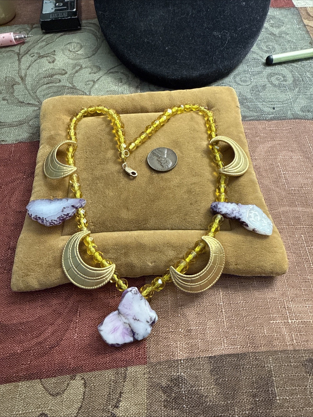 Celestial Amethyst Statement Necklace 10 Karat Go… - image 1