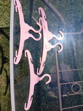 5 Vintage Unmarked Hard Plastic Pink Children Clothes Hangers w/Cowboy Indians