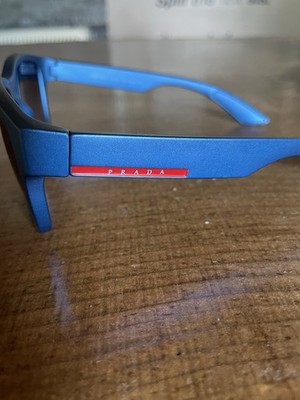 Prada Linea Rossa 03QS Blue Rubber Sport Square Men's Sunglasses 56mm