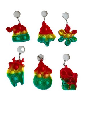 57Pack Mini Pop Fidget Toys Pack Cartoon Letter Party Favors Keychain Christmas