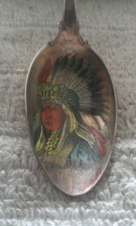 Native American Indian Chief sterling souvenir spoon New York 5" 16 grams