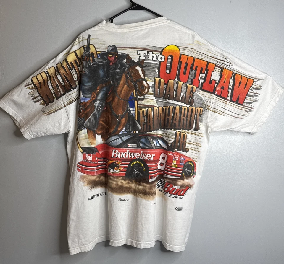 Vintage Dale Earnhardt Jr. Budweiser NASCAR Racing Chase T-Shirt Sz XL Outlaw - Image 4 of 4