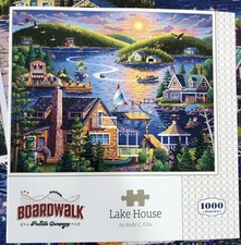 Boardwalk Puzzle Company 1000 Piece Puzzle “Lake House” Complete 