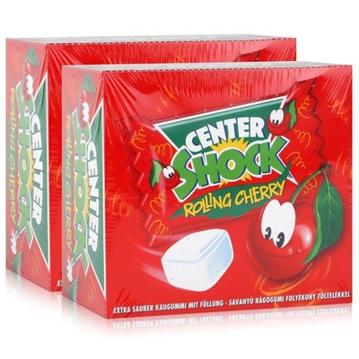 Center Shock Rolling Cherry 100 Stück - Extra saurer Kaugummi 400g (2er Pack)