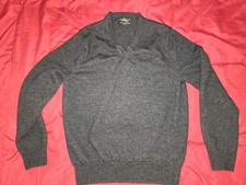 Express Dark Charcoal Extra Fine Merino Wool V-Neck Long Sleeve Men's Size M
