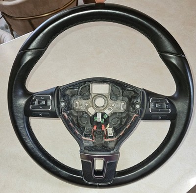 2012-2017 Volkswagen TIGUAN Steering Wheel Black Leather Multifunction w/o Heat