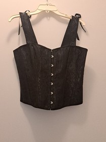 Womens Corset Black Lace Up Adjustable Shoulder Straps