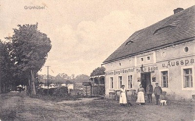 Postcard Grünhübel - Bledzow - Wilhelm Berg, inn dance salon - used 1914 - Klettendorf