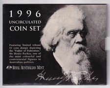 AUSTRALIAN: 1996 ROYAL AUSTRALIAN MINT UNC COIN SET SIR HENRY PARKES #M3692