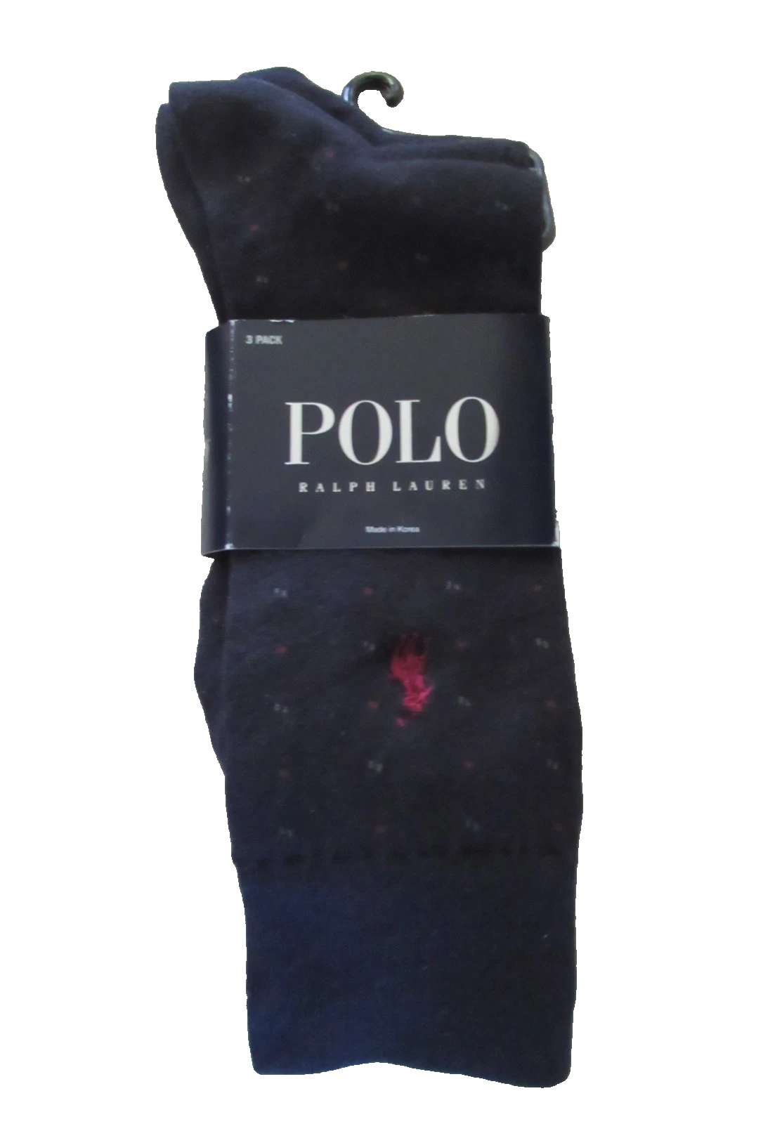 POLO ralph lauren men's navy 3-pack cotton blend dress socks NEW