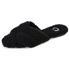 Journee Women's Faux Fur Sereena Slippers Black, 10
