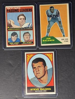 Vintage Football Lot (3) 1972 Staubach Leaders 1960 Fleer Baldwin 1967 DeLong
