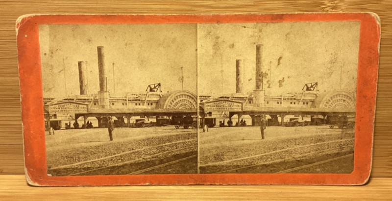 C. 1870s Stereoview Of An Albany, New York Steamboat Wharf