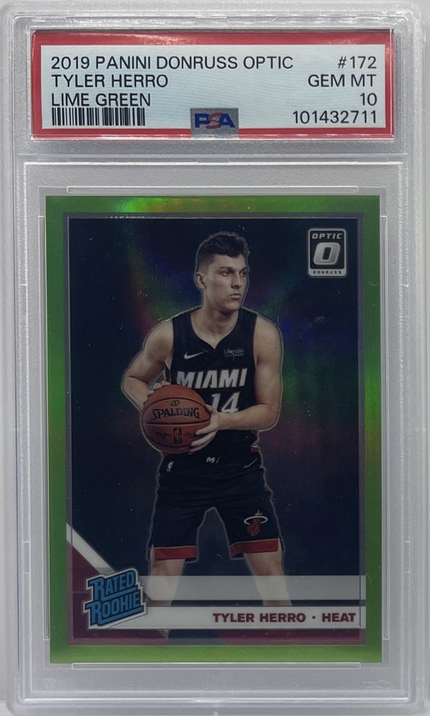 2019 Panini Donruss Optic #172 TYLER HERRO Lime Green Rated RC #/149 PSA 10 GEM