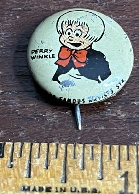 PEP KELLOGG'S Pinback Button, PERRY WINKLE, Cereal Premium 1945 3/4 in Dia.