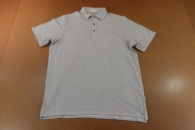 Tasc Performance Mens Size Large White Striped Short Sleeve Polo Shirt