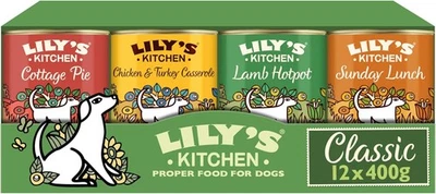 Lily's Kitchen Natural Adult Wet Dog Food Tins Classic Dinners Pack 12 x 400g