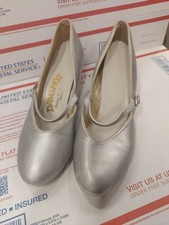 Danshuz Tap Dancing Shoes Footwear Deluxe Genuine Leather Silver Super 00 Small