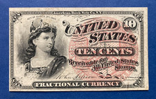 US Paper Money 1863 10¢ Fractional Currency First Issue NO RESERVE!