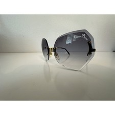 VINTAGE '70's New in Box ChrysDior Glam Sunglasses Smoked Glass Gold