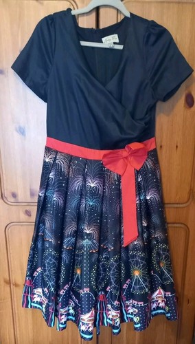 Lindy Bop 'Gina' Swing Dress Fairground Carnival Fireworks Swing Vintage Size 14