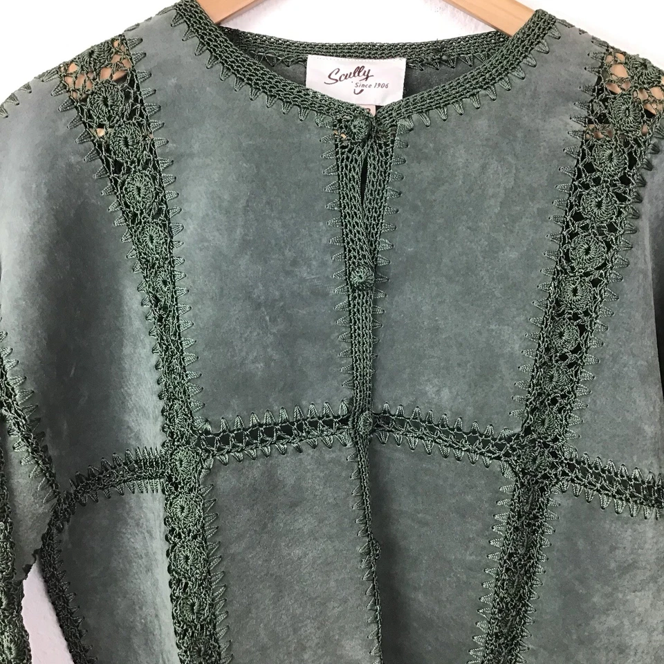 Scully Leather Jacket 12 Green Suede Crochet VTG NWT Deadstock Women’s Rodeo - Image 3 of 4